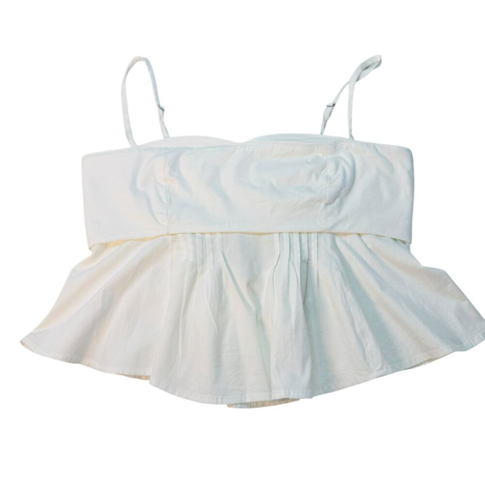 Free People White Cotton One True Love Peplum Camisole Peplum Top – Size M | NWT